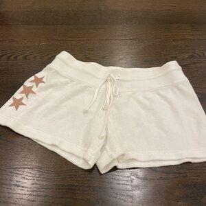 Women's Hard Tail Cream Terry Drawstring Shorts with Star Accent